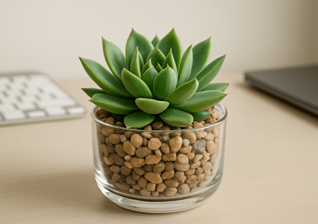 Chậu sen đá thủy tinh mini để bàn – cây cảnh nhỏ xinh, dễ chăm sóc, mang ý nghĩa may mắn phong thủy