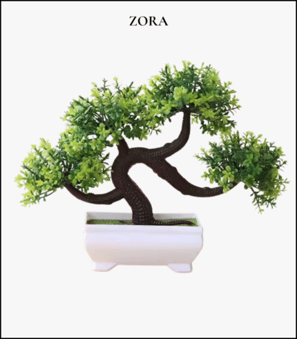 Cây Bonsai Mini Trang Trí – Chậu Vuông Trắng (19x26cm)