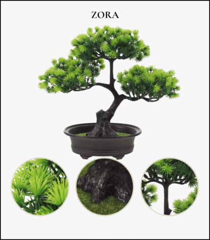 Cây Bonsai Giả Dáng Thông Nhật – Decor Để Bàn Thanh Lịch