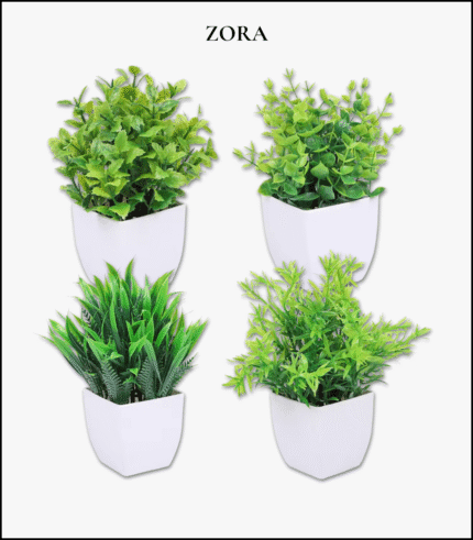 Cây Bonsai Giả Mini Eucalyptus 7cm – Chậu Vuông Trắng Trang Trí Bàn Làm Việc & Phòng Ngủ