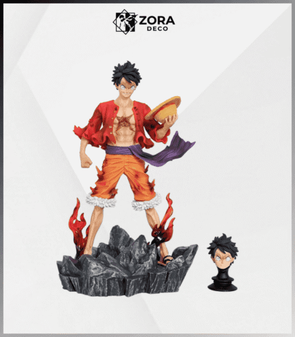 Mô hình OnePiece Luffy dáng đứng kèm đầu thay thế - Cao 24.5cm - nặng 600gram - Figure One Piece - Hộp Màu _ Zora Deco