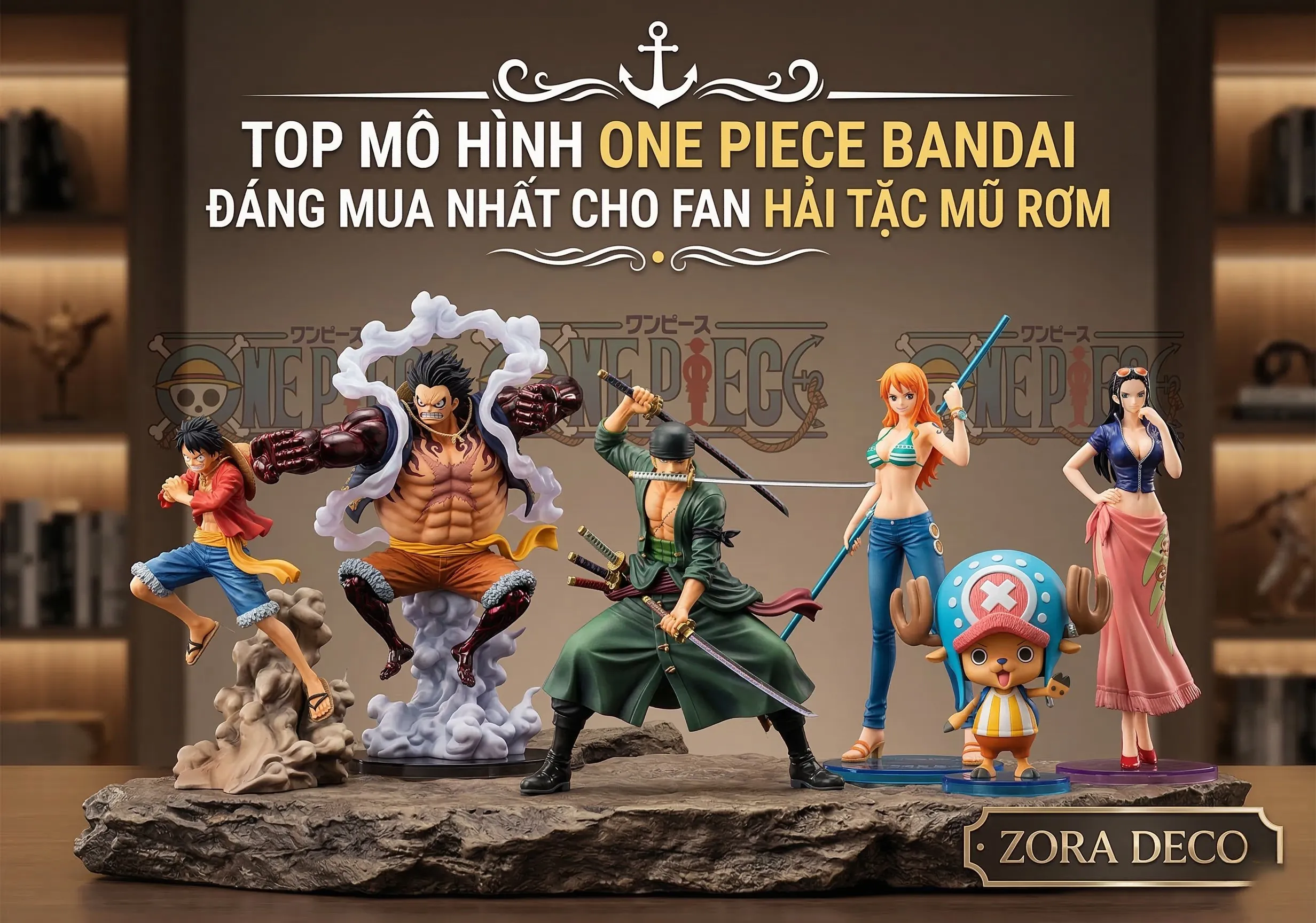 Mô hình one piece bandai bãi biển hải tặc mũ rơm