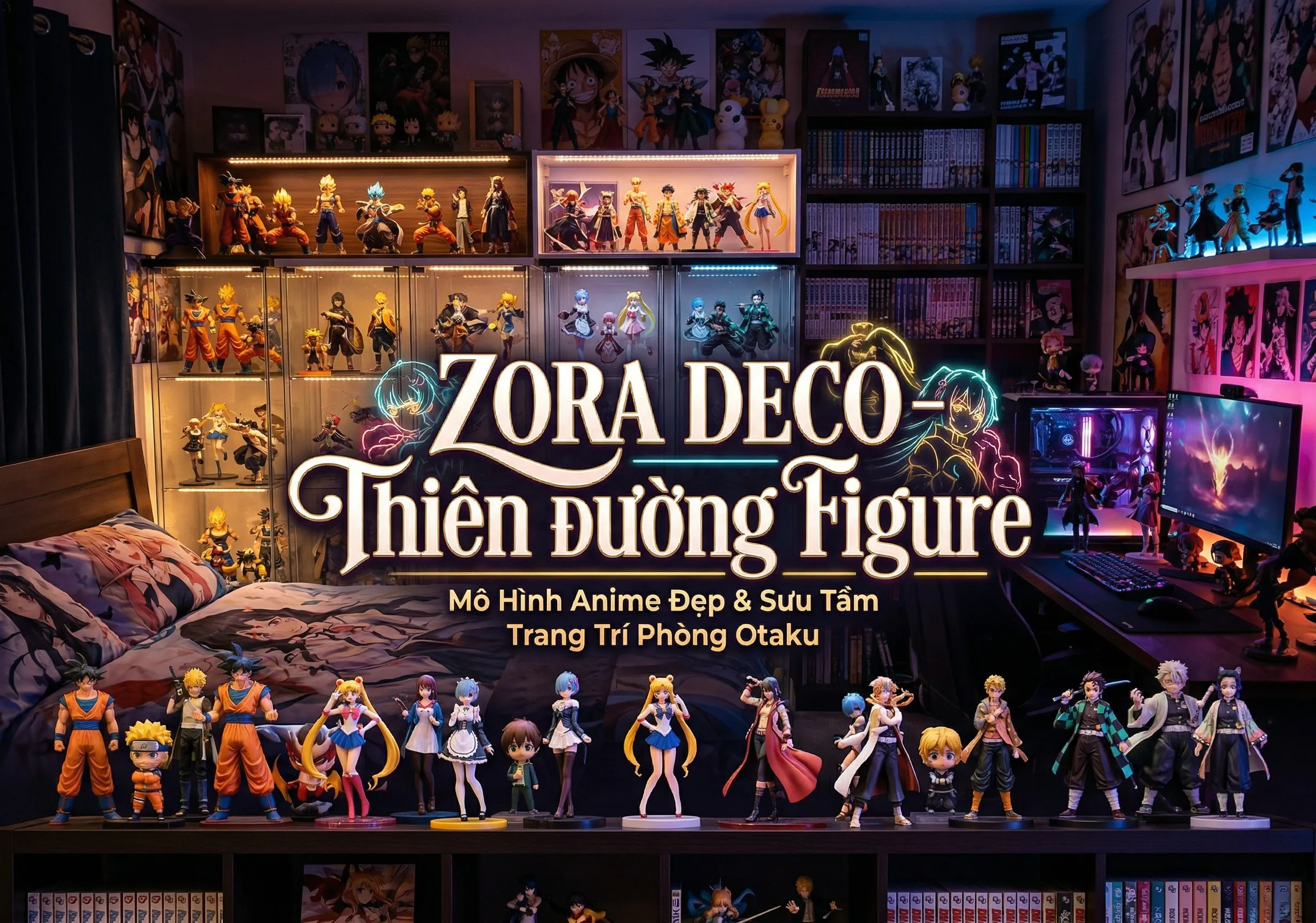 Decor phòng ngủ với mô hình anime tại Zora Deco