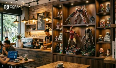 mô hình decor quán cafe độc đáo iron man predator mecha statues