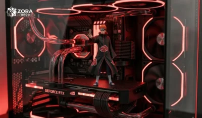 Mô hình Akatsuki nhân vật Pain đặt trong case máy tính có đèn LED