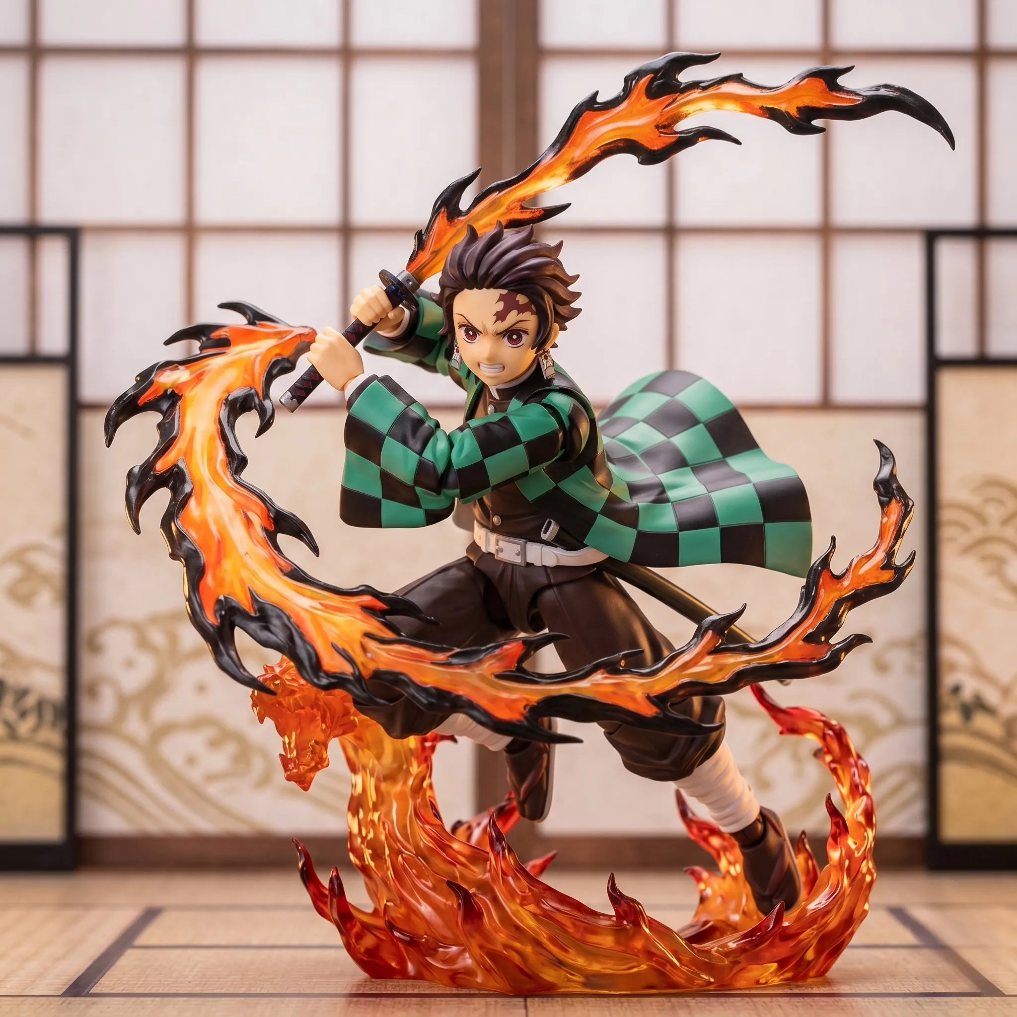 Mô hình Figma Tanjiro chính hãng với hiệu ứng lửa Hinokami