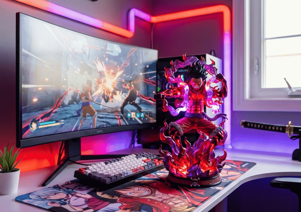 decor góc gaming bằng mô hình luffy haki bá vương